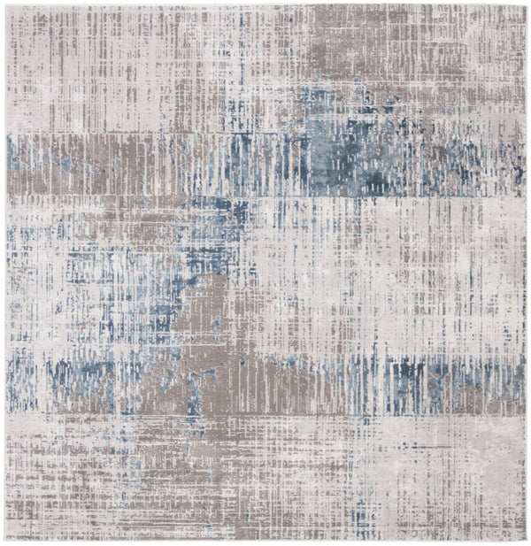 Safavieh Craft Abstract Grey Blue Square Area Rug Power Loomed Plush Polypropylene Living Room CFT874F-4SQ