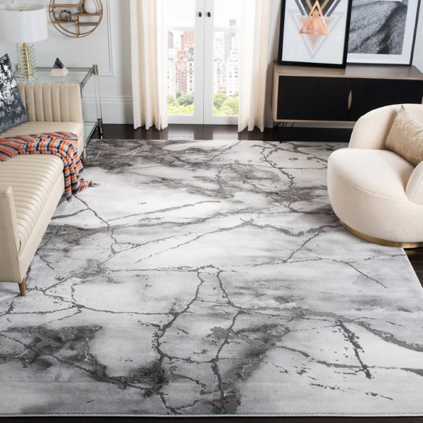 Safavieh Craft Grey Silver Polypropylene Runner Rug for Modern Hallways and Entryways CFT877G