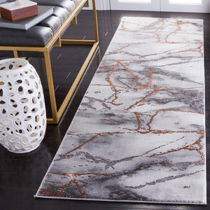 Safavieh Craft Contemporary Grey/Orange Runner Area Rug - Elegant 2'3" X 16' Design For Hallways & Spaces Grey ,Orange 85% Polypropylene,15% Polyester Cft877p-216