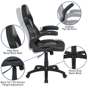 English Elm X10 Gaming Chair - Ergonomic Racing-Style Office Chair with Adjustable Features for Ultimate Comfort Black CH-00095-BK-GG