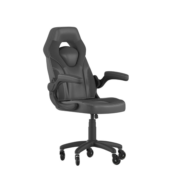 English Elm X10 Gaming Chair Ergonomic Racing Office Chair with Flip-Up Arms, Transparent Roller Wheels & Adjustable Height Black CH-00095-BK-RLB-GG