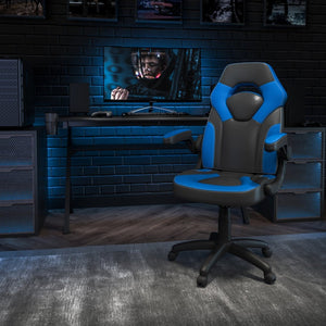 English Elm X10 Gaming Chair - Ergonomic Racing-Style Office Chair with Adjustable Features for Ultimate Comfort Blue CH-00095-BL-GG