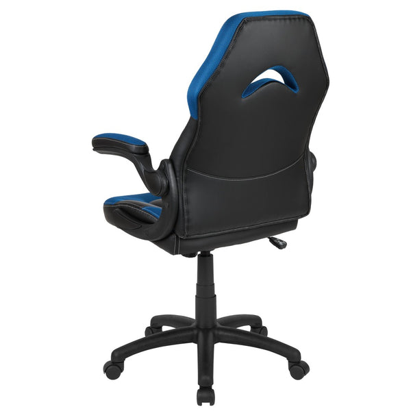 English Elm X10 Gaming Chair - Ergonomic Racing-Style Office Chair with Adjustable Features for Ultimate Comfort Blue CH-00095-BL-GG