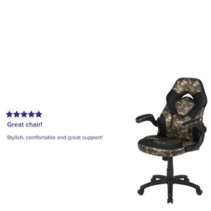 English Elm X10 Gaming Chair - Ergonomic Racing-Style Office Chair with Adjustable Features for Ultimate Comfort Camouflage CH-00095-CAM-GG