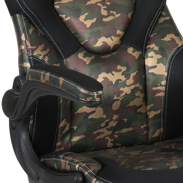 English Elm X10 Gaming Chair - Ergonomic Racing-Style Office Chair with Adjustable Features for Ultimate Comfort Camouflage CH-00095-CAM-GG