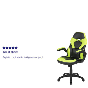 English Elm X10 Gaming Chair - Ergonomic Racing-Style Office Chair with Adjustable Features for Ultimate Comfort Neon Green CH-00095-GN-GG