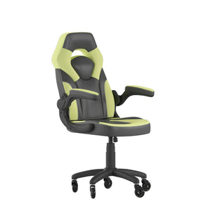 English Elm X10 Gaming Chair Ergonomic Racing Office Chair with Flip-Up Arms, Transparent Roller Wheels & Adjustable Height Neon Green CH-00095-GN-RLB-GG