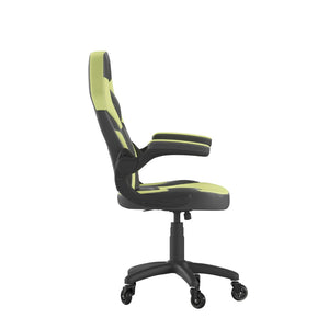 English Elm X10 Gaming Chair Ergonomic Racing Office Chair with Flip-Up Arms, Transparent Roller Wheels & Adjustable Height Neon Green CH-00095-GN-RLB-GG
