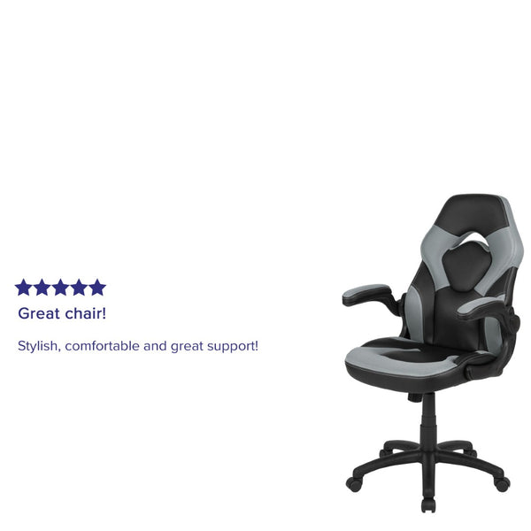 English Elm X10 Gaming Chair - Ergonomic Racing-Style Office Chair with Adjustable Features for Ultimate Comfort Gray CH-00095-GY-GG