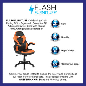 English Elm X10 Gaming Chair - Ergonomic Racing-Style Office Chair with Adjustable Features for Ultimate Comfort Orange CH-00095-OR-GG