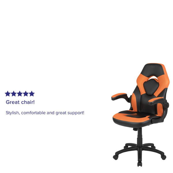 English Elm X10 Gaming Chair - Ergonomic Racing-Style Office Chair with Adjustable Features for Ultimate Comfort Orange CH-00095-OR-GG