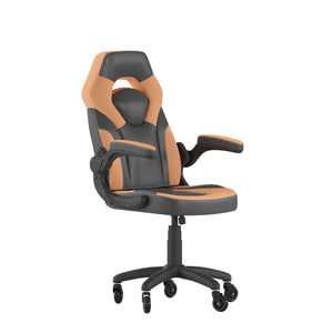 English Elm X10 Gaming Chair Ergonomic Racing Office Chair with Flip-Up Arms, Transparent Roller Wheels & Adjustable Height Orange CH-00095-OR-RLB-GG