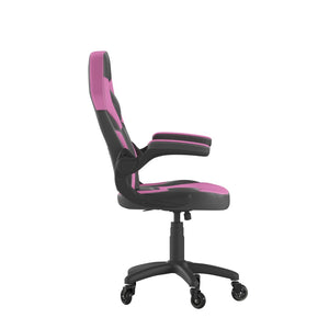 English Elm X10 Gaming Chair Ergonomic Racing Office Chair with Flip-Up Arms, Transparent Roller Wheels & Adjustable Height Pink CH-00095-PK-RLB-GG
