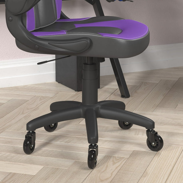 English Elm X10 Gaming Chair Ergonomic Racing Office Chair with Flip-Up Arms, Transparent Roller Wheels & Adjustable Height Purple CH-00095-PR-RLB-GG