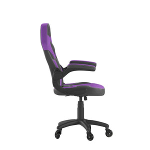 English Elm X10 Gaming Chair Ergonomic Racing Office Chair with Flip-Up Arms, Transparent Roller Wheels & Adjustable Height Purple CH-00095-PR-RLB-GG