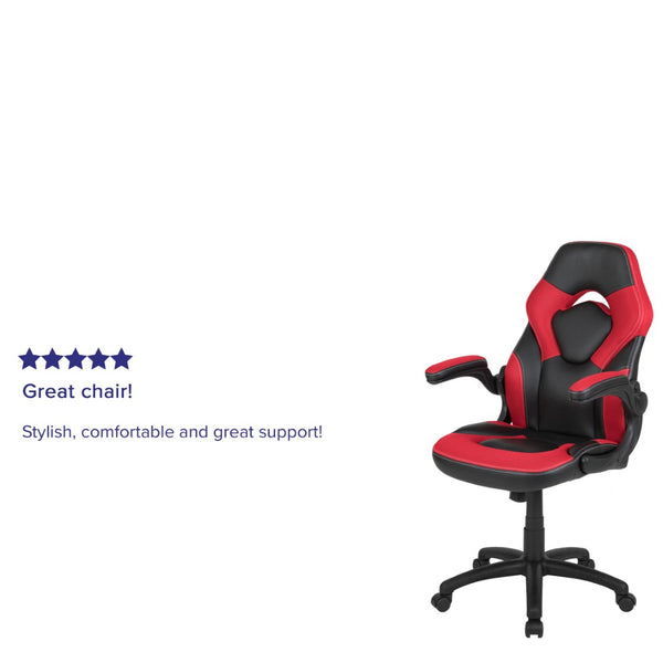 English Elm X10 Gaming Chair - Ergonomic Racing-Style Office Chair with Adjustable Features for Ultimate Comfort Red CH-00095-RED-GG