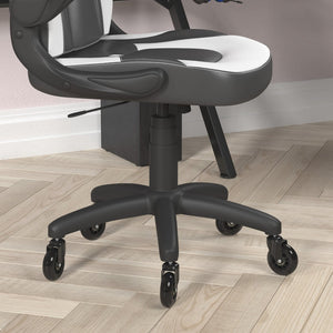 English Elm X10 Gaming Chair Ergonomic Racing Office Chair with Flip-Up Arms, Transparent Roller Wheels & Adjustable Height White CH-00095-WH-RLB-GG