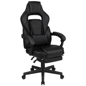 English Elm X40 Gaming Chair - Ergonomic Comfort with Reclining Design, Massaging Lumbar Support & Footrest Black CH-00288-BK-BK-GG
