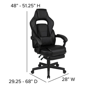 English Elm X40 Gaming Chair - Ergonomic Comfort with Reclining Design, Massaging Lumbar Support & Footrest Black CH-00288-BK-BK-GG