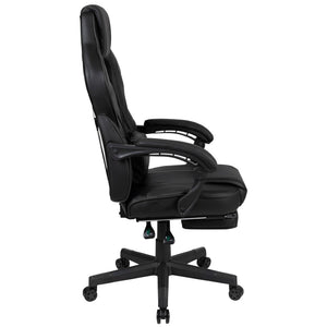 English Elm X40 Gaming Chair - Ergonomic Comfort with Reclining Design, Massaging Lumbar Support & Footrest Black CH-00288-BK-BK-GG