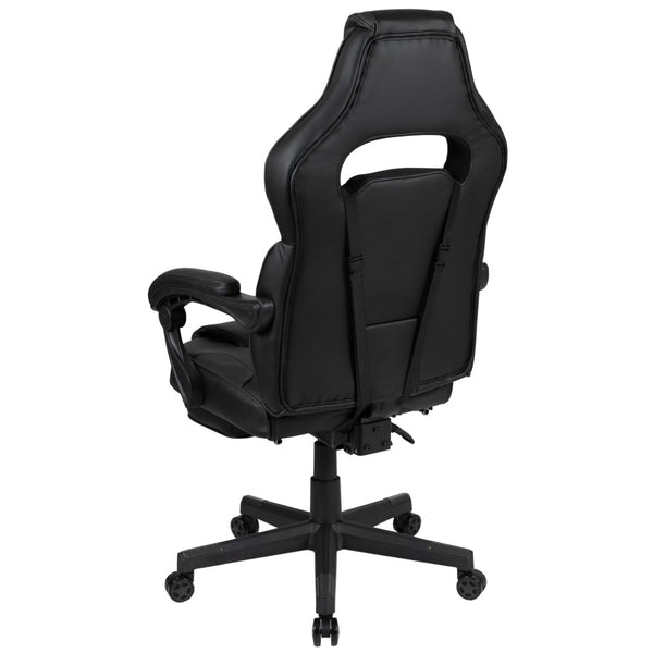 English Elm X40 Gaming Chair - Ergonomic Comfort with Reclining Design, Massaging Lumbar Support & Footrest Black CH-00288-BK-BK-GG