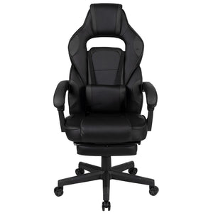 English Elm X40 Gaming Chair - Ergonomic Comfort with Reclining Design, Massaging Lumbar Support & Footrest Black CH-00288-BK-BK-GG