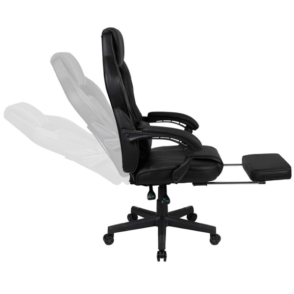 English Elm X40 Gaming Chair - Ergonomic Comfort with Reclining Design, Massaging Lumbar Support & Footrest Black CH-00288-BK-BK-GG