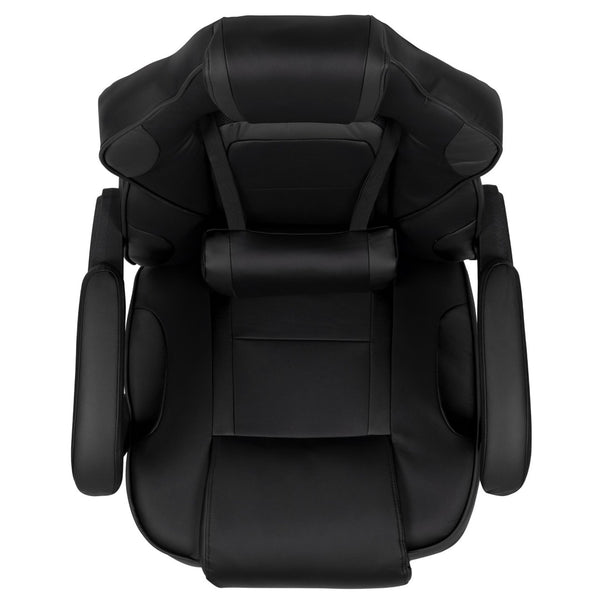 English Elm X40 Gaming Chair - Ergonomic Comfort with Reclining Design, Massaging Lumbar Support & Footrest Black CH-00288-BK-BK-GG