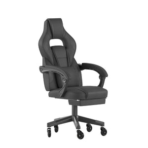 English Elm X40 Gaming Chair with Ergonomic Design, Fully Reclining Back, USB Massaging Pillow & Smooth Wheels Black CH-00288-BK-BK-RLB-GG