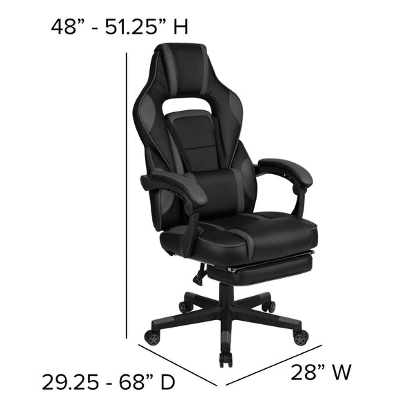 English Elm X40 Gaming Chair - Ergonomic Comfort with Reclining Design, Massaging Lumbar Support & Footrest Black with Gray Trim CH-00288-BK-GG