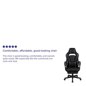 English Elm X40 Gaming Chair - Ergonomic Comfort with Reclining Design, Massaging Lumbar Support & Footrest Black with Gray Trim CH-00288-BK-GG
