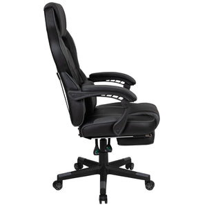 English Elm X40 Gaming Chair - Ergonomic Comfort with Reclining Design, Massaging Lumbar Support & Footrest Black with Gray Trim CH-00288-BK-GG