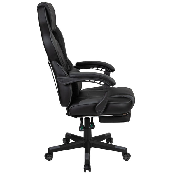 English Elm X40 Gaming Chair - Ergonomic Comfort with Reclining Design, Massaging Lumbar Support & Footrest Black with Gray Trim CH-00288-BK-GG