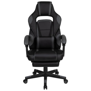 English Elm X40 Gaming Chair - Ergonomic Comfort with Reclining Design, Massaging Lumbar Support & Footrest Black with Gray Trim CH-00288-BK-GG