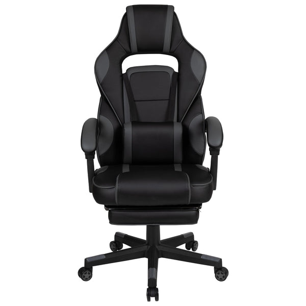 English Elm X40 Gaming Chair - Ergonomic Comfort with Reclining Design, Massaging Lumbar Support & Footrest Black with Gray Trim CH-00288-BK-GG
