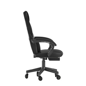 English Elm X40 Gaming Chair with Ergonomic Design, Fully Reclining Back, USB Massaging Pillow & Smooth Wheels Black with Gray Trim CH-00288-BK-RLB-GG