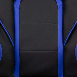 English Elm X40 Gaming Chair - Ergonomic Comfort with Reclining Design, Massaging Lumbar Support & Footrest Black with Blue Trim CH-00288-BL-GG