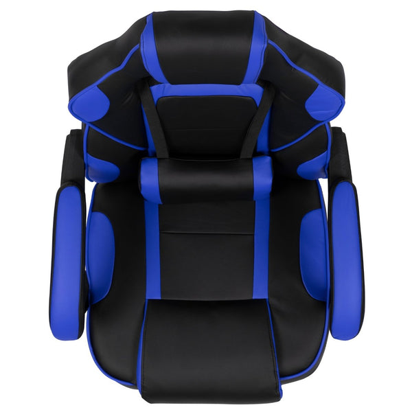 English Elm X40 Gaming Chair - Ergonomic Comfort with Reclining Design, Massaging Lumbar Support & Footrest Black with Blue Trim CH-00288-BL-GG