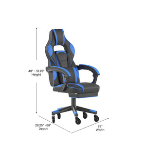 English Elm X40 Gaming Chair with Ergonomic Design, Fully Reclining Back, USB Massaging Pillow & Smooth Wheels Black with Blue Trim CH-00288-BL-RLB-GG