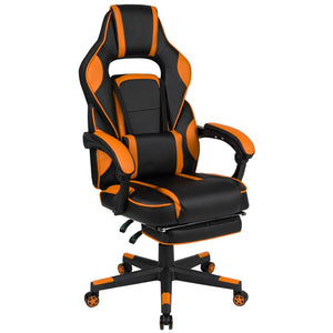 English Elm X40 Gaming Chair - Ergonomic Comfort with Reclining Design, Massaging Lumbar Support & Footrest Black with Orange Trim CH-00288-OR-GG