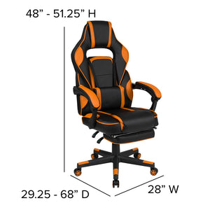 English Elm X40 Gaming Chair - Ergonomic Comfort with Reclining Design, Massaging Lumbar Support & Footrest Black with Orange Trim CH-00288-OR-GG