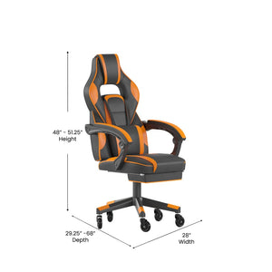 English Elm X40 Gaming Chair with Ergonomic Design, Fully Reclining Back, USB Massaging Pillow & Smooth Wheels Black with Orange Trim CH-00288-OR-RLB-GG