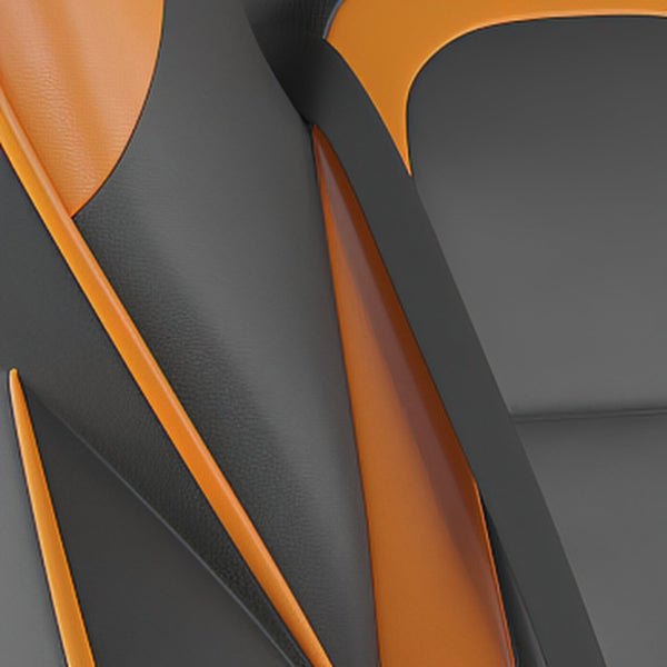 English Elm X40 Gaming Chair with Ergonomic Design, Fully Reclining Back, USB Massaging Pillow & Smooth Wheels Black with Orange Trim CH-00288-OR-RLB-GG