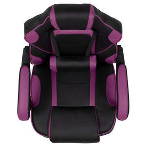 English Elm X40 Gaming Chair - Ergonomic Comfort with Reclining Design, Massaging Lumbar Support & Footrest Black with Purple Trim CH-00288-PR-GG