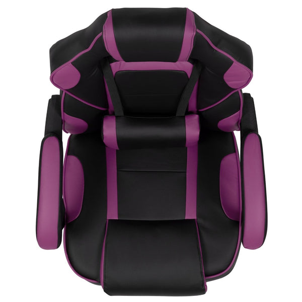 English Elm X40 Gaming Chair - Ergonomic Comfort with Reclining Design, Massaging Lumbar Support & Footrest Black with Purple Trim CH-00288-PR-GG