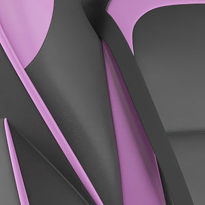 English Elm X40 Gaming Chair with Ergonomic Design, Fully Reclining Back, USB Massaging Pillow & Smooth Wheels Black with Purple Trim CH-00288-PR-RLB-GG