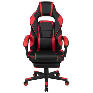 English Elm X40 Gaming Chair - Ergonomic Comfort with Reclining Design, Massaging Lumbar Support & Footrest Black with Red Trim CH-00288-RED-GG