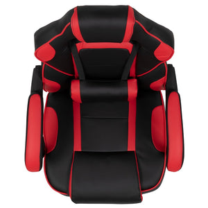 English Elm X40 Gaming Chair - Ergonomic Comfort with Reclining Design, Massaging Lumbar Support & Footrest Black with Red Trim CH-00288-RED-GG