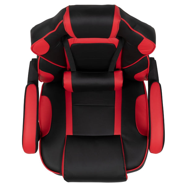 English Elm X40 Gaming Chair - Ergonomic Comfort with Reclining Design, Massaging Lumbar Support & Footrest Black with Red Trim CH-00288-RED-GG