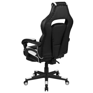 English Elm X40 Gaming Chair - Ergonomic Comfort with Reclining Design, Massaging Lumbar Support & Footrest Black with White Trim CH-00288-WH-GG